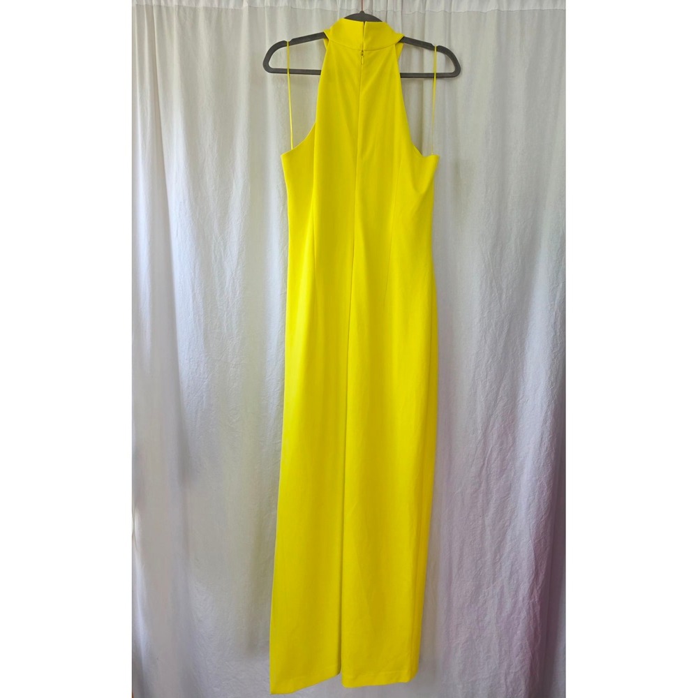 New! Belle Badgley Mischka Yellow Halter Neck Maxi Dress Size 12 Formal gown - Picture 11 of 11